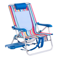 Rust-Resistant Aluminum Big Surf with Slide Table - Choice 334 - Low-Profile Reclining Beach Chair with Backpack Straps - Multi Stripe