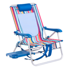 Rust-Resistant Aluminum Big Surf with Slide Table - Choice 334 - Low-Profile Reclining Beach Chair with Backpack Straps - Multi Stripe