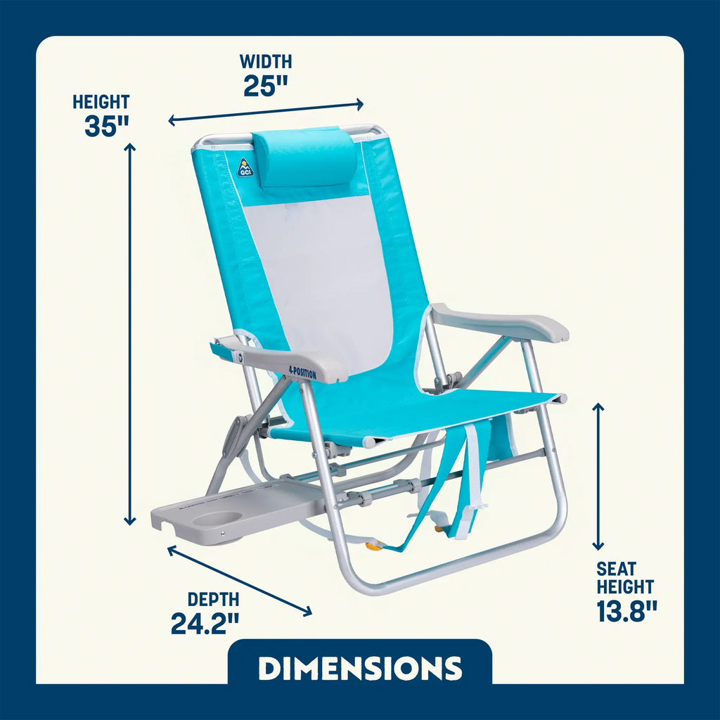 Rust-Resistant Aluminum Big Surf with Slide Table - Choice 334 - Low-Profile Reclining Beach Chair with Backpack Straps Detail