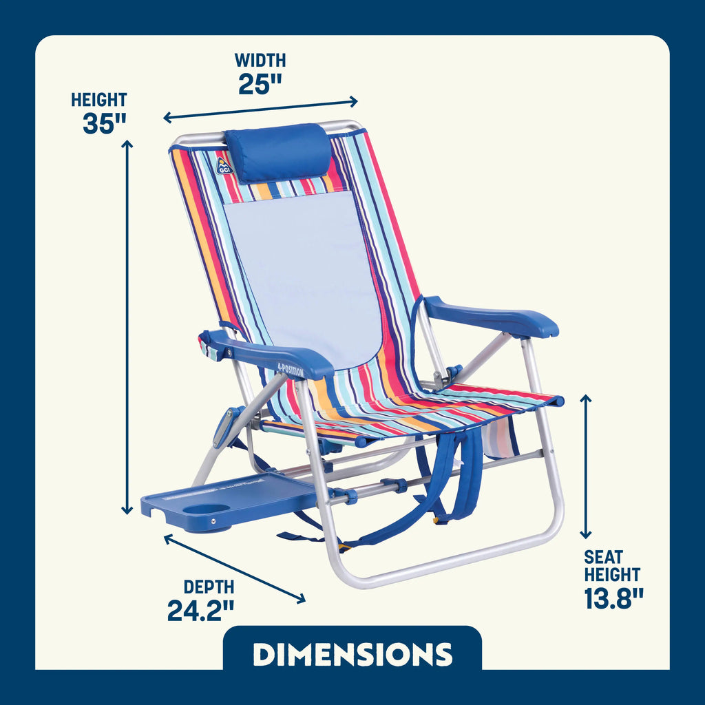 Rust-Resistant Aluminum Big Surf with Slide Table - Choice 334 - Low-Profile Reclining Beach Chair with Backpack Straps Detail