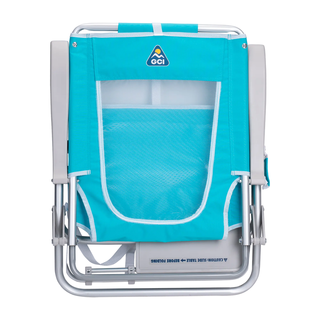 Rust-Resistant Aluminum Big Surf with Slide Table - Choice 334 - Low-Profile Reclining Beach Chair with Backpack Straps Detail