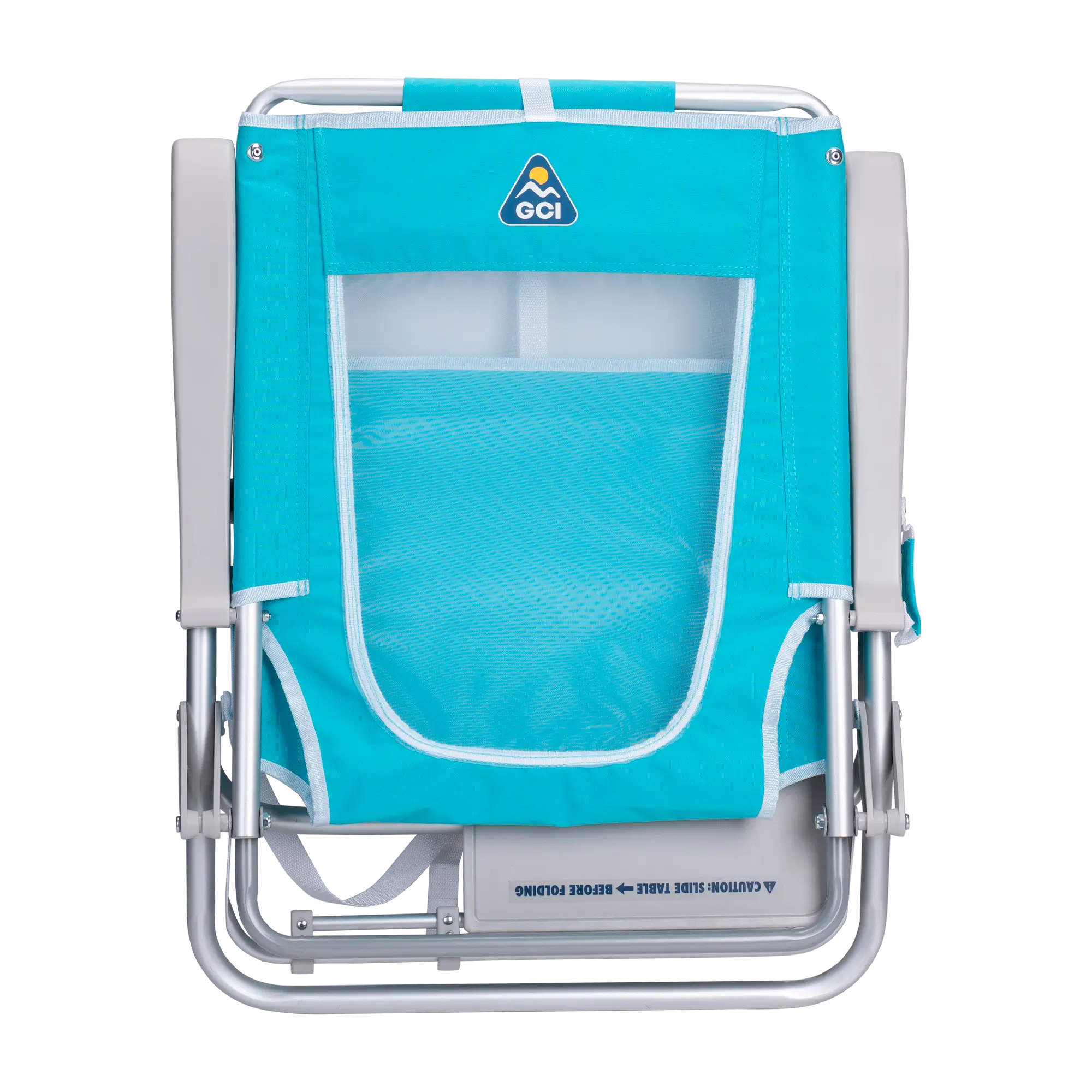 Rust-Resistant Aluminum Big Surf with Slide Table - Choice 334 - Low-Profile Reclining Beach Chair with Backpack Straps Detail