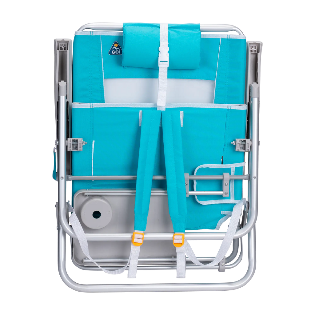 Rust-Resistant Aluminum Big Surf with Slide Table - Choice 334 - Low-Profile Reclining Beach Chair with Backpack Straps Detail