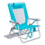 Rust-Resistant Aluminum Big Surf with Slide Table - Choice 334 - Low-Profile Reclining Beach Chair with Backpack Straps - Seafoam Green