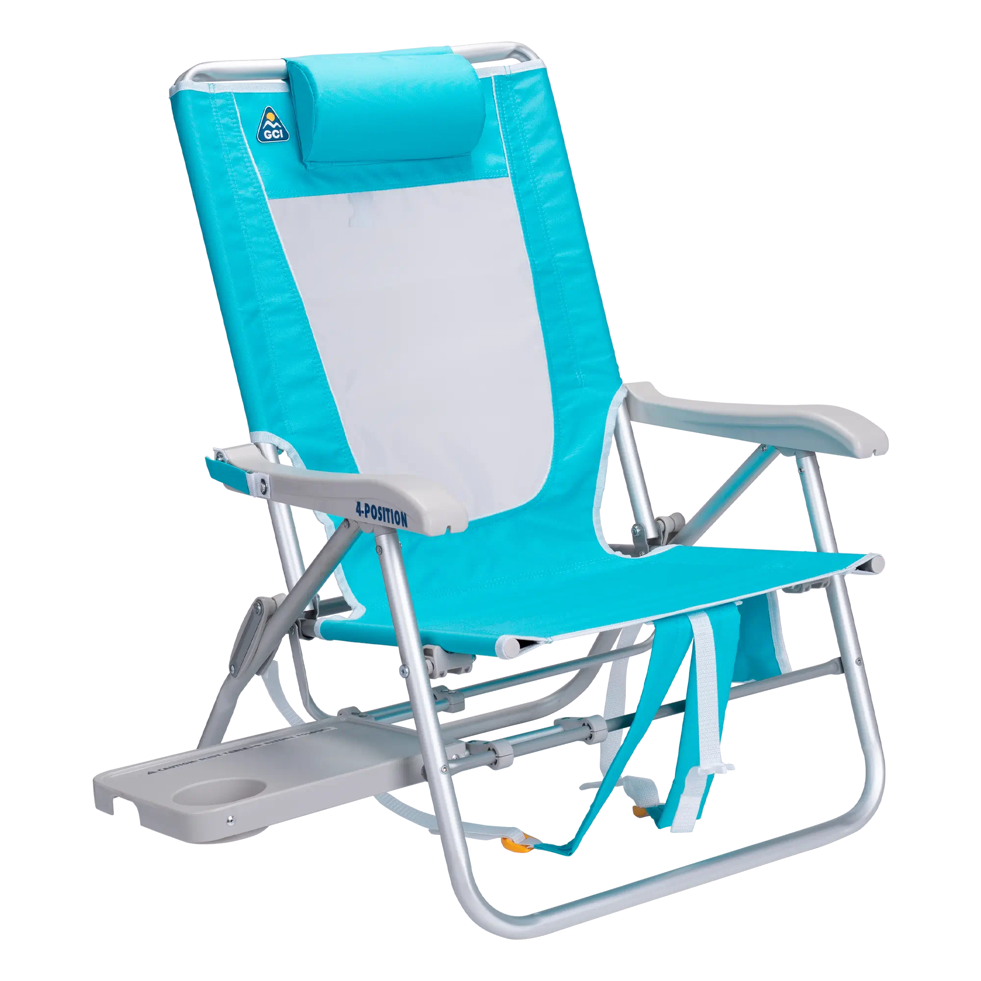 Rust-Resistant Aluminum Big Surf with Slide Table - Choice 334 - Low-Profile Reclining Beach Chair with Backpack Straps - Seafoam Green