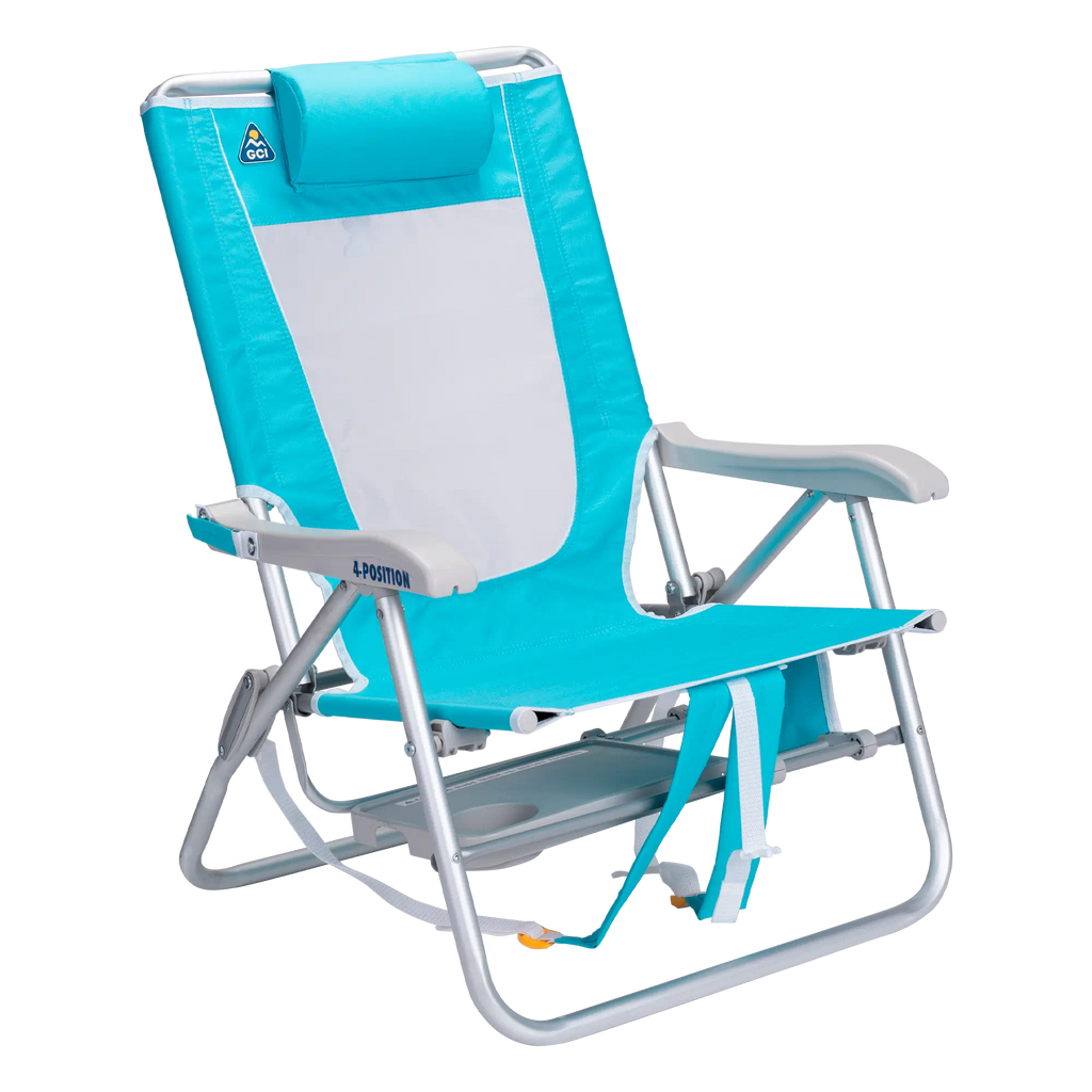 Rust-Resistant Aluminum Big Surf with Slide Table - Choice 334 - Low-Profile Reclining Beach Chair with Backpack Straps Detail