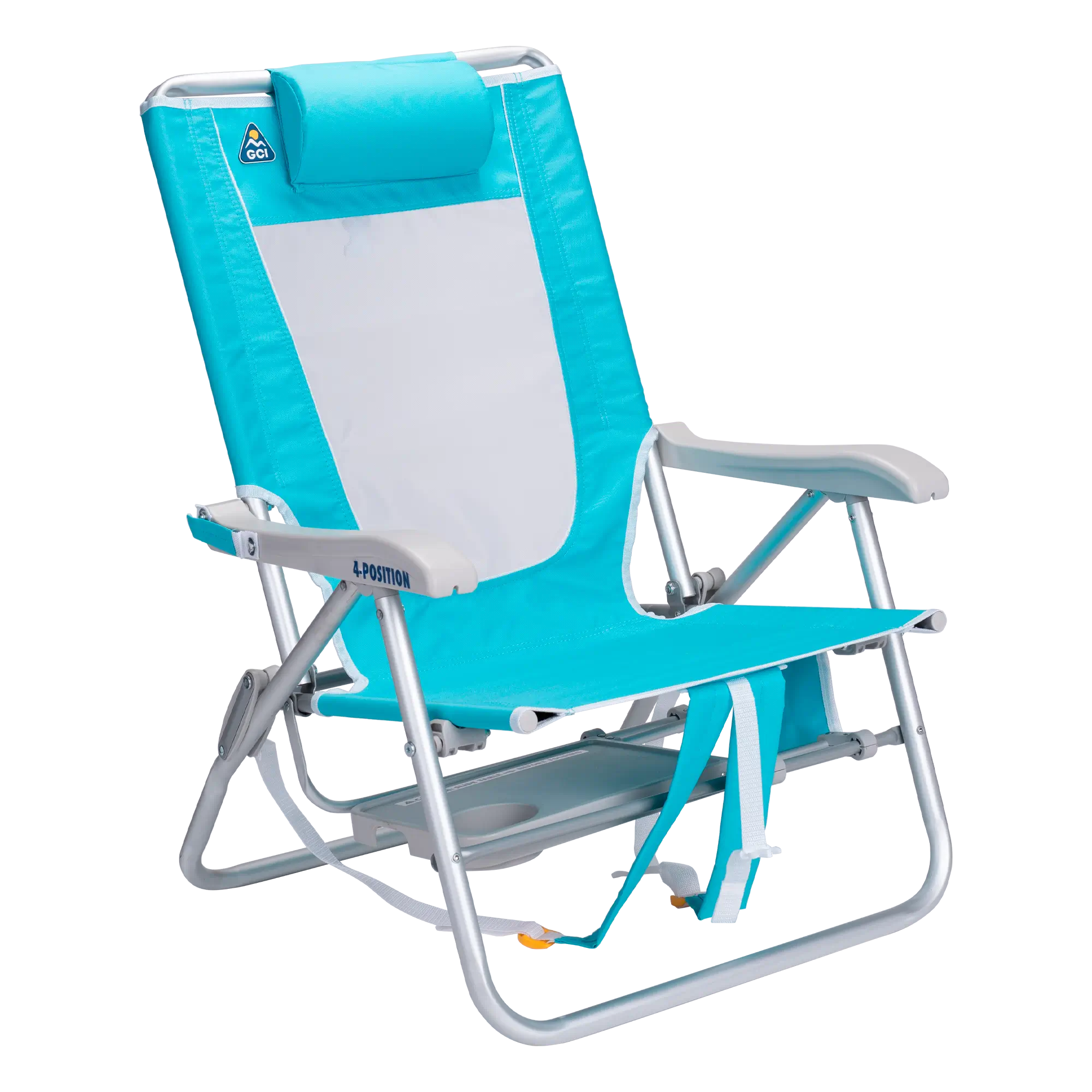 Rust-Resistant Aluminum Big Surf with Slide Table - Choice 334 - Low-Profile Reclining Beach Chair with Backpack Straps Detail