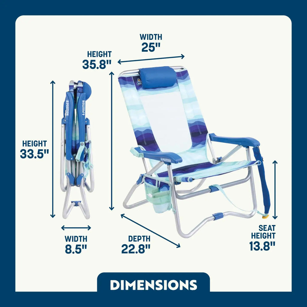 Reclining Beach Bi-Fold Beach Chair - Choice 601 - Portable Heavy-Duty Low Boy Chair for Ocean Side Detail