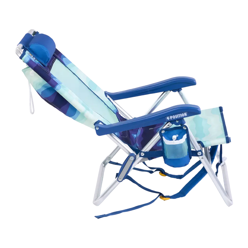 Low-Profile Backpack Beach Chair - Choice 709 - Multi-Position Outdoor Beach Chair with Pillow Detail