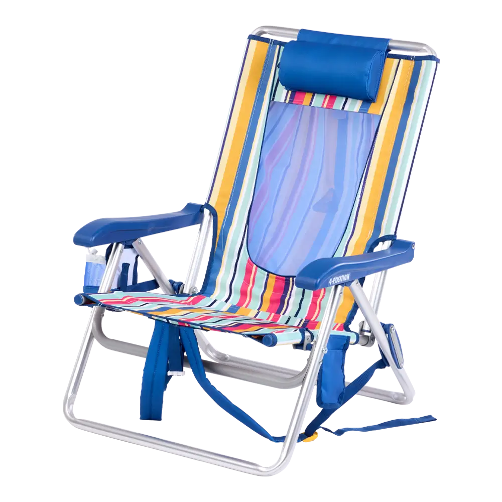 Low-Profile Backpack Beach Chair - Choice 709 - Multi-Position Outdoor Beach Chair with Pillow Detail