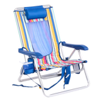 Low-Profile Backpack Beach Chair - Choice 709 - Multi-Position Outdoor Beach Chair with Pillow - Multi Stripe
