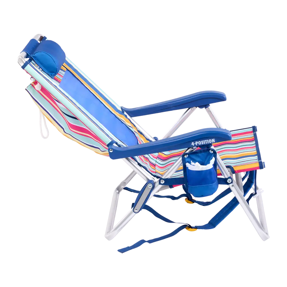 Low-Profile Backpack Beach Chair - Choice 709 - Multi-Position Outdoor Beach Chair with Pillow Detail