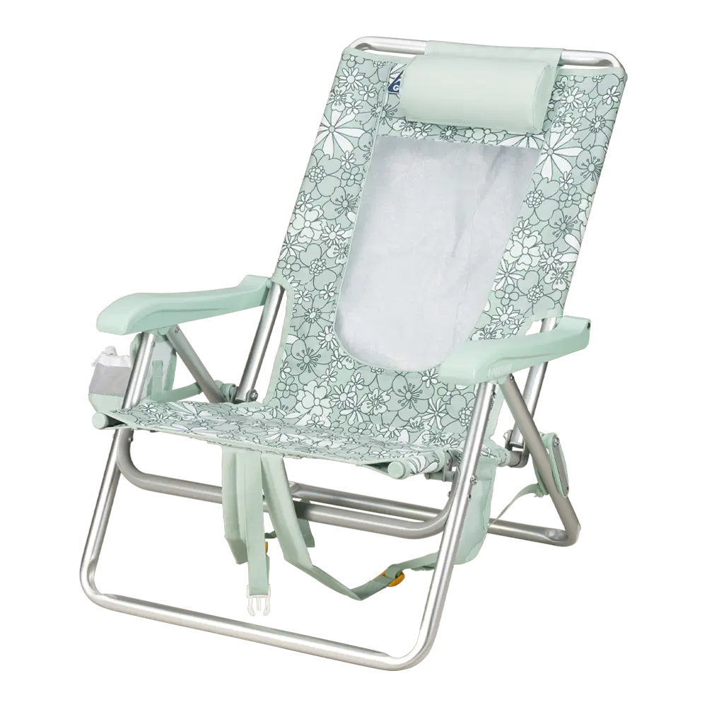 Low-Profile Backpack Beach Chair - Choice 709 - Multi-Position Outdoor Beach Chair with Pillow Detail