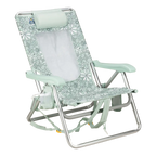 Low-Profile Backpack Beach Chair - Choice 709 - Multi-Position Outdoor Beach Chair with Pillow - Floral Pastel Green