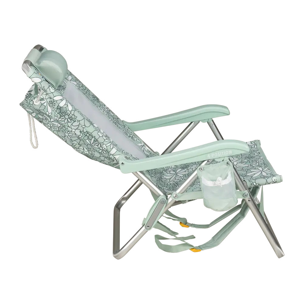 Low-Profile Backpack Beach Chair - Choice 709 - Multi-Position Outdoor Beach Chair with Pillow Detail