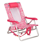 Low-Profile Backpack Beach Chair - Choice 709 - Multi-Position Outdoor Beach Chair with Pillow - Floral Sport Pink
