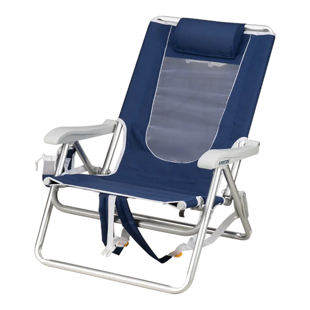 Low-Profile Backpack Beach Chair - Choice 709 - Multi-Position Outdoor Beach Chair with Pillow Detail