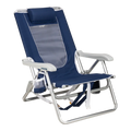Low-Profile Backpack Beach Chair - Choice 709 - Multi-Position Outdoor Beach Chair with Pillow - Nautical Blue