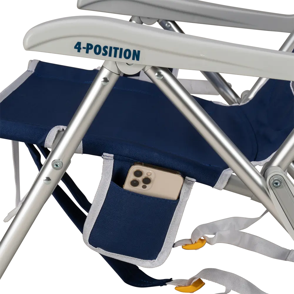 Low-Profile Backpack Beach Chair - Choice 709 - Multi-Position Outdoor Beach Chair with Pillow Detail