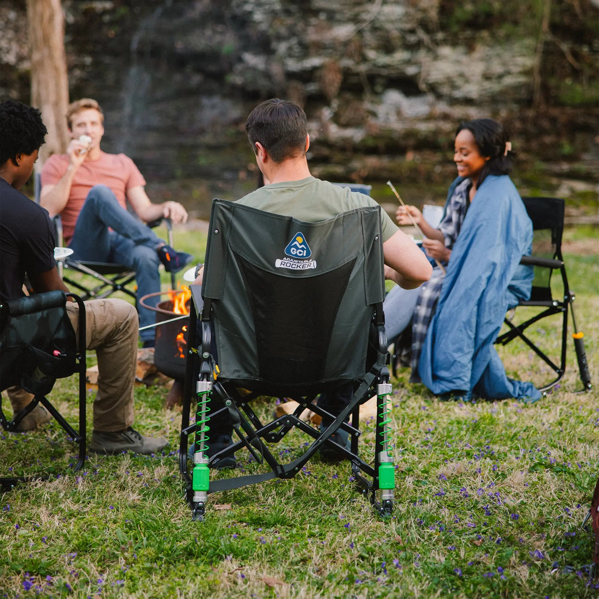 Patented Spring-Action Adjustable Rocker - Choice 573 - Patented Spring-Action Rocking Chair for Camping Detail