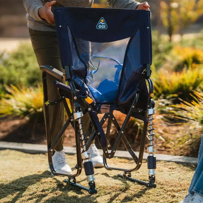 Patented Spring-Action Adjustable Rocker - Choice 573 - Patented Spring-Action Rocking Chair for Camping Detail