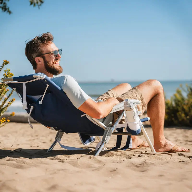 Low-Profile Backpack Beach Chair - Choice 709 - Multi-Position Outdoor Beach Chair with Pillow Detail