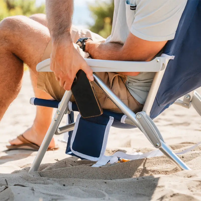 Low-Profile Backpack Beach Chair - Choice 709 - Multi-Position Outdoor Beach Chair with Pillow Detail