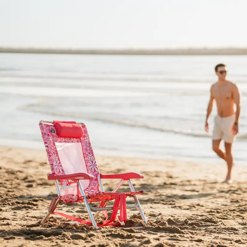 Low-Profile Backpack Beach Chair - Choice 709 - Multi-Position Outdoor Beach Chair with Pillow Detail