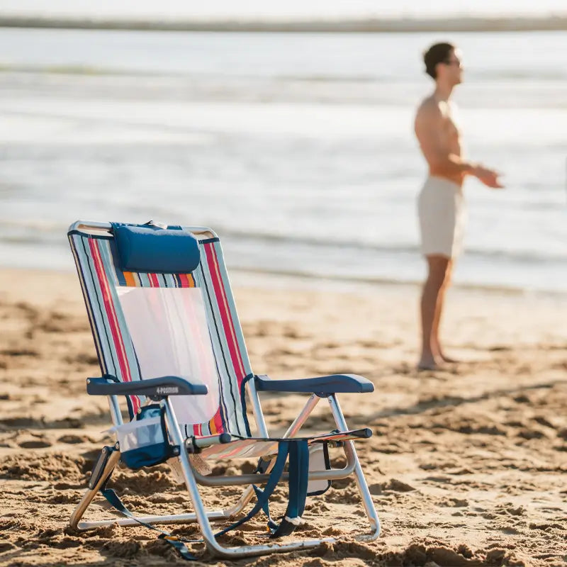 Low-Profile Backpack Beach Chair - Choice 709 - Multi-Position Outdoor Beach Chair with Pillow Detail