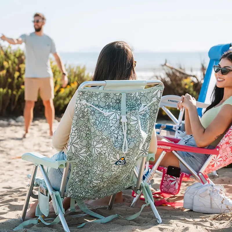 Low-Profile Backpack Beach Chair - Choice 709 - Multi-Position Outdoor Beach Chair with Pillow Detail