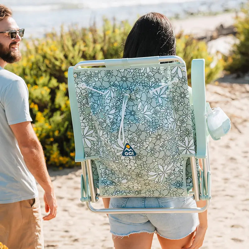 Low-Profile Backpack Beach Chair - Choice 709 - Multi-Position Outdoor Beach Chair with Pillow Detail