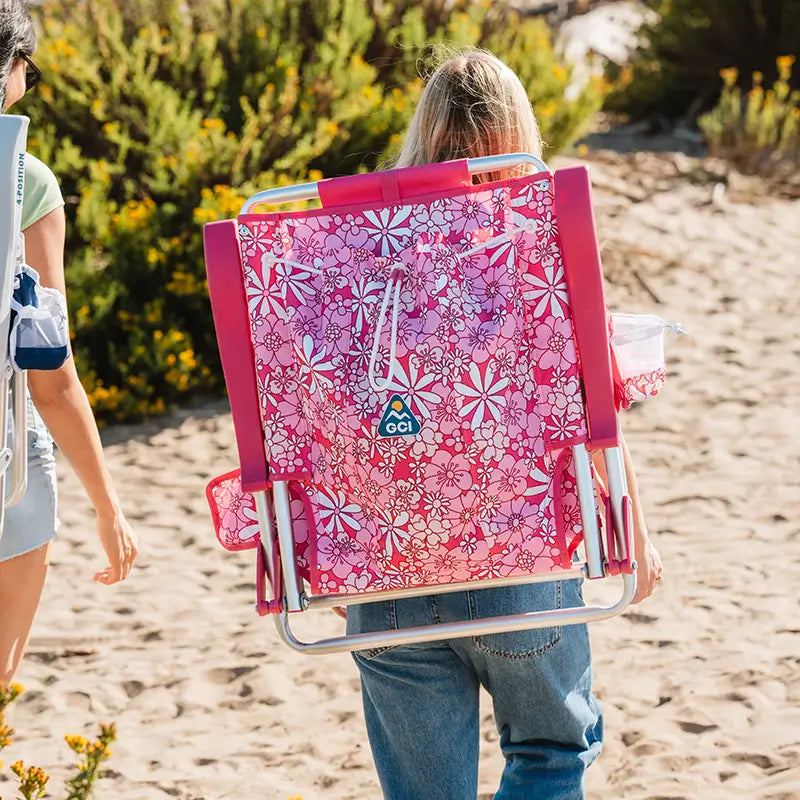Low-Profile Backpack Beach Chair - Choice 709 - Multi-Position Outdoor Beach Chair with Pillow Detail