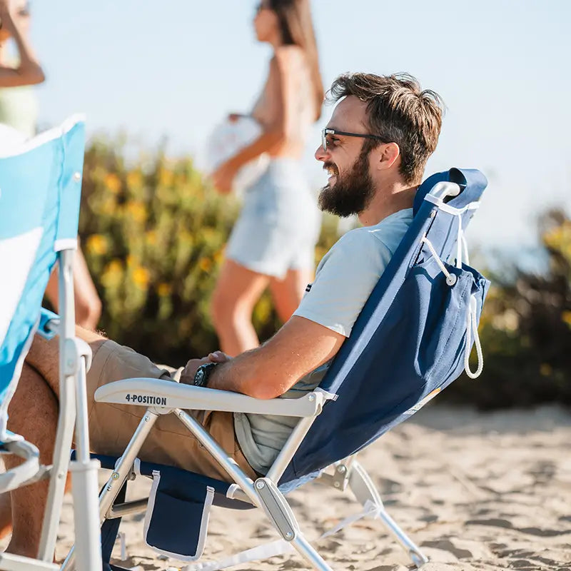 Low-Profile Backpack Beach Chair - Choice 709 - Multi-Position Outdoor Beach Chair with Pillow Detail