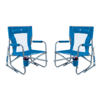 Smooth Motion Beach Rocker Bundle - Choice 773 - Patented Spring-Action Rocking Chair for Camping - Saybrook Blue