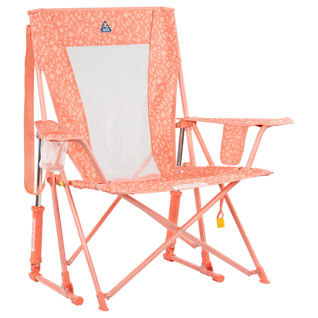 Smooth Motion Comfort Pro Rocker - Choice 375 - Heavy-Duty Kickback Rocker with Beverage Holder - Coral Garden