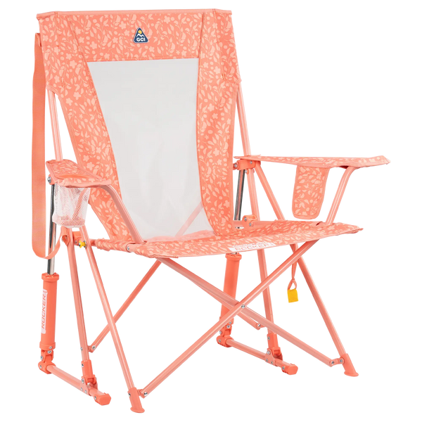Smooth Motion Comfort Pro Rocker - Choice 375 - Heavy-Duty Kickback Rocker with Beverage Holder - Coral Garden