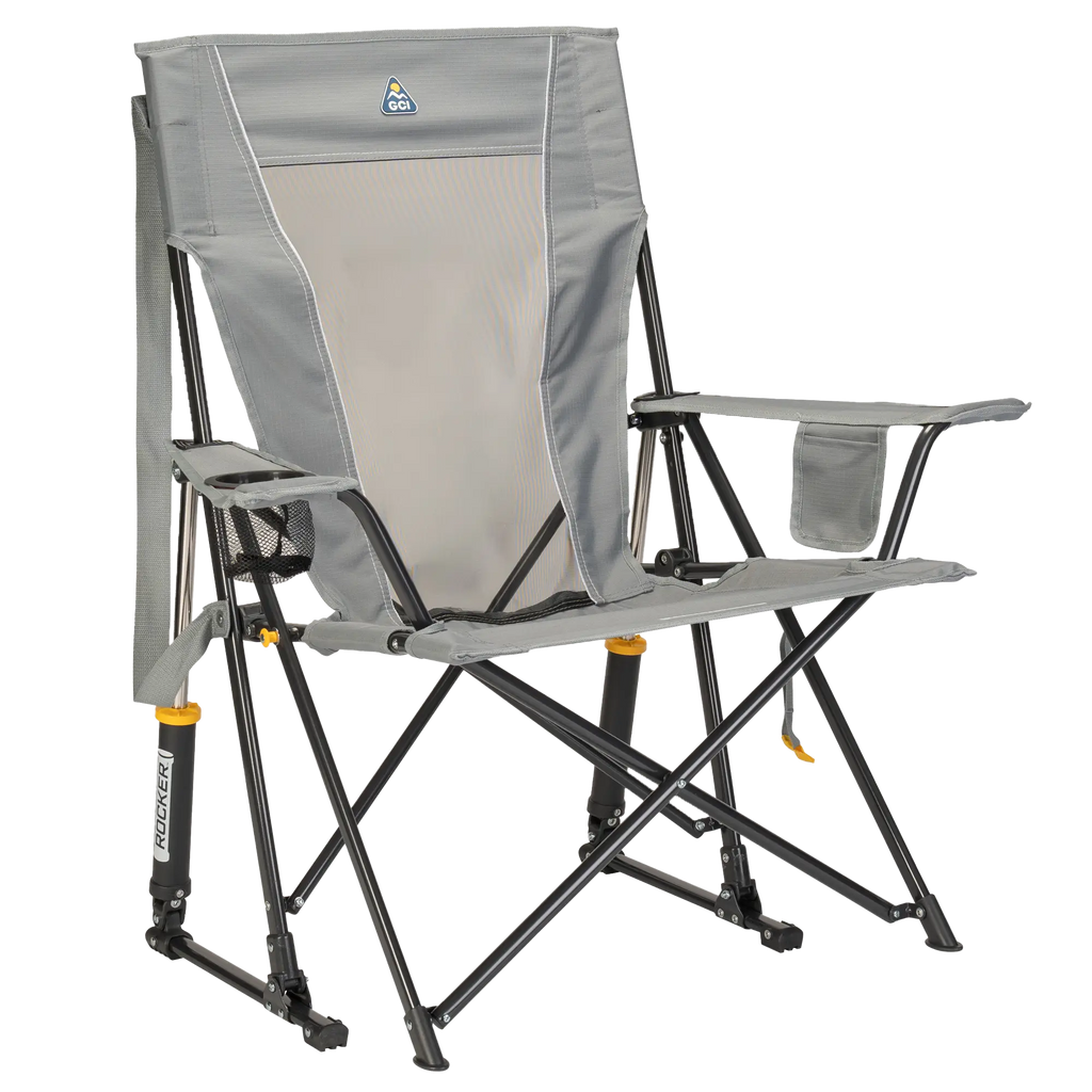 Smooth Motion Comfort Pro Rocker - Choice 375 - Heavy-Duty Kickback Rocker with Beverage Holder - Mercury Gray