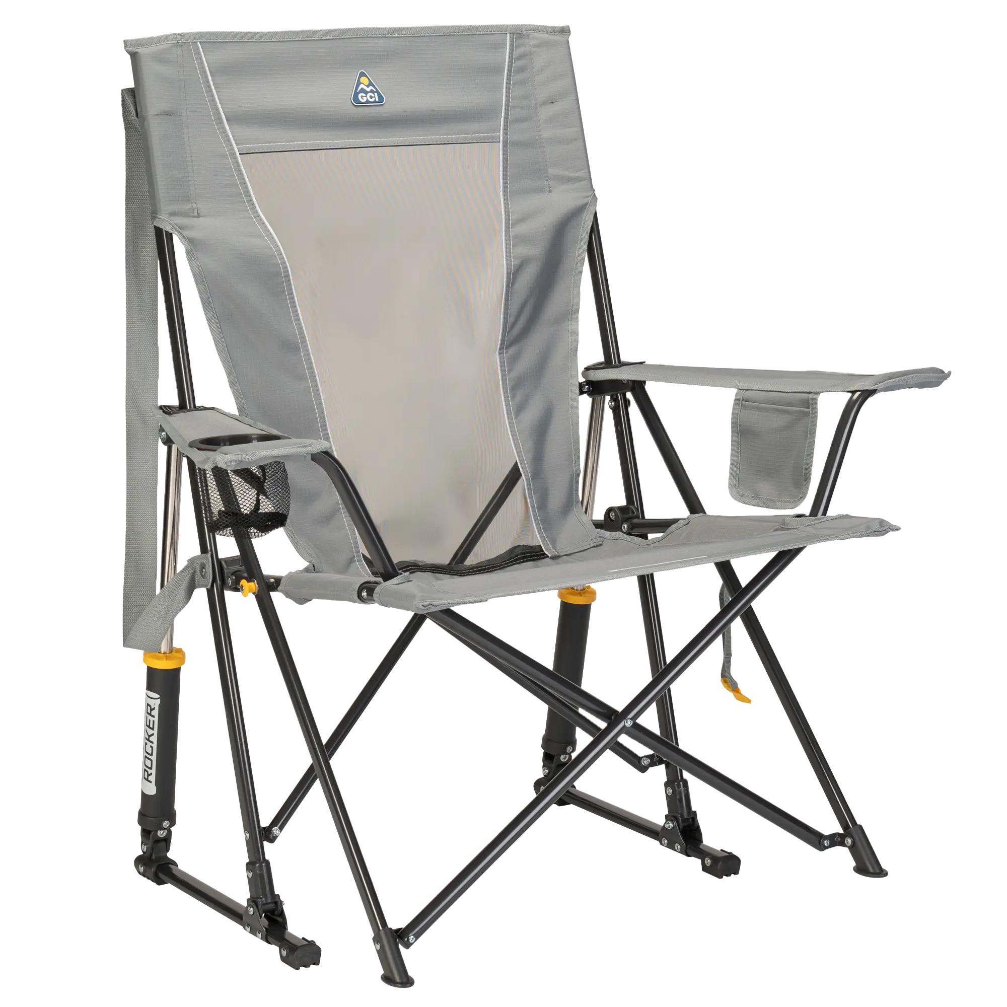 Smooth Motion Comfort Pro Rocker - Choice 375 - Heavy-Duty Kickback Rocker with Beverage Holder - Mercury Gray
