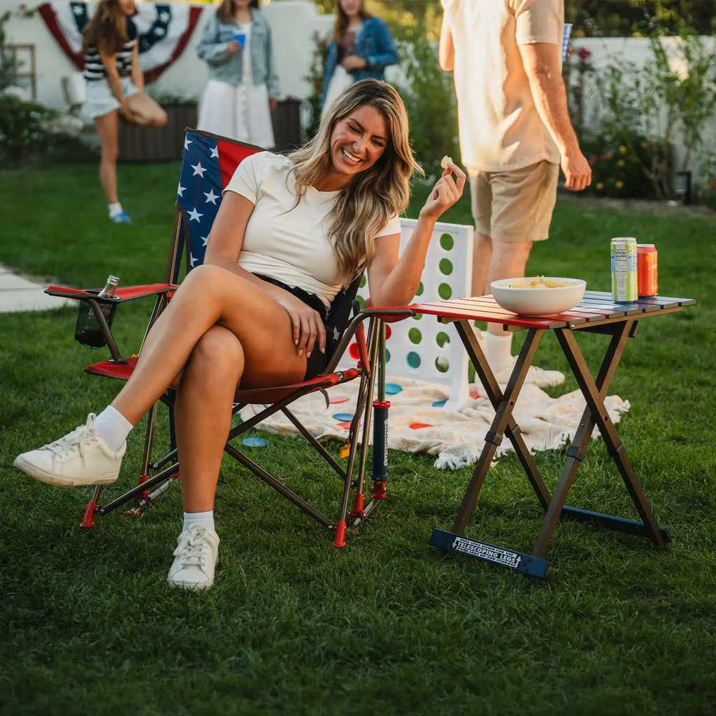 Smooth Motion Comfort Pro Rocker - USA Anniversary Deluxe - Choice 424 - Heavy-Duty Kickback Rocker with Beverage Holder Detail