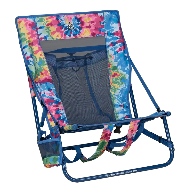 Sand-Friendly Everywhere Chair 2 - Choice 656 - Portable Heavy-Duty Low Boy Chair for Ocean Side - Tie Dye