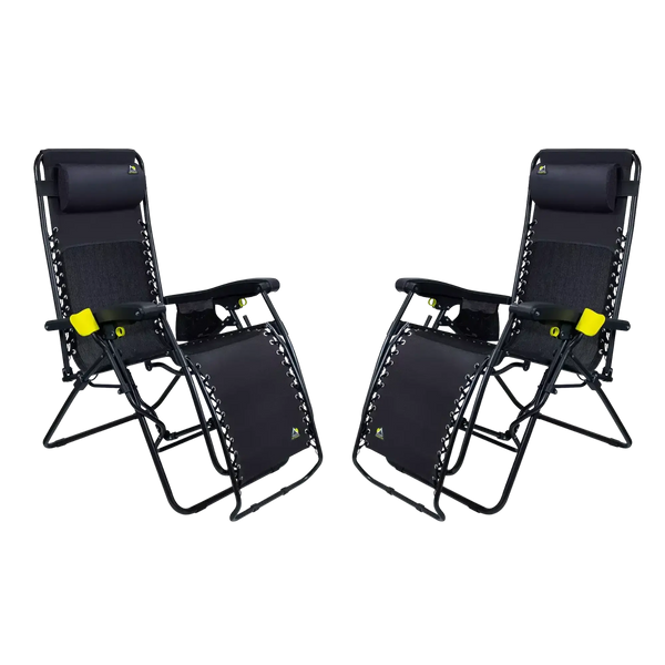 Low-Profile Freeform Zero Gravity Lounger Bundle - Choice 507 - Rust-Resistant Aluminum Sand-Friendly Lounge Chair - Black
