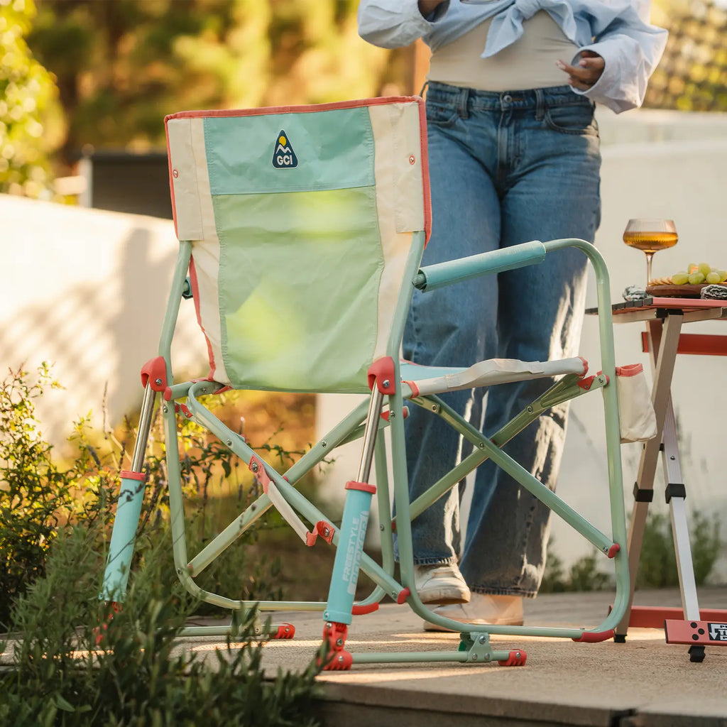 Luxury Camp Freestyle Rocker - Choice 711 - Heavy-Duty Kickback Rocker with Beverage Holder Detail