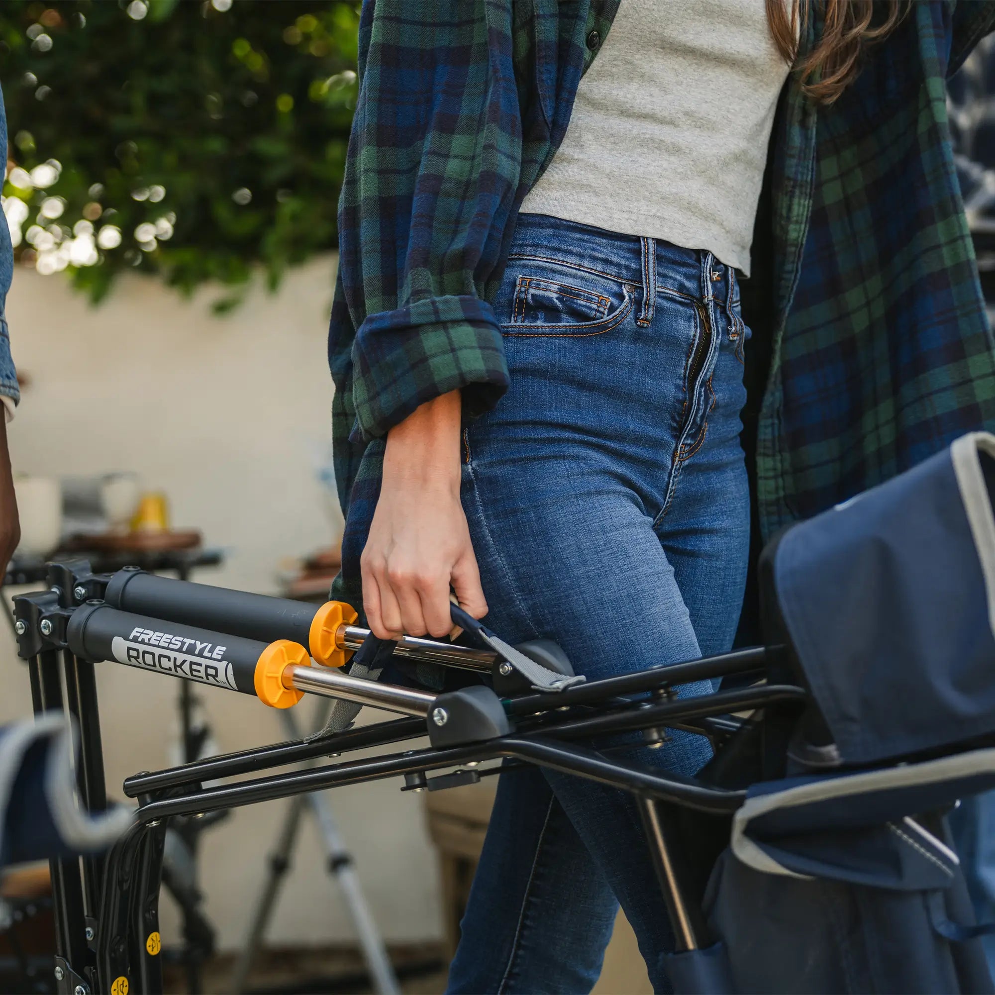 Luxury Camp Freestyle Rocker - Choice 711 - Heavy-Duty Kickback Rocker with Beverage Holder Detail