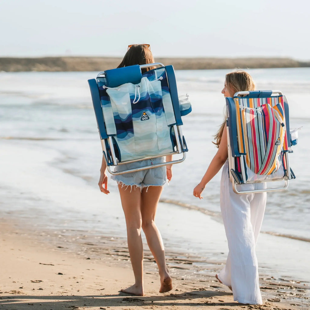 Low-Profile Backpack Beach Chair - Choice 709 - Multi-Position Outdoor Beach Chair with Pillow Detail