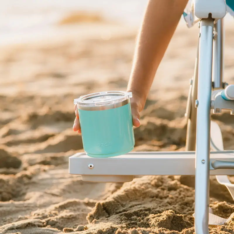 Rust-Resistant Aluminum Big Surf with Slide Table - Choice 334 - Low-Profile Reclining Beach Chair with Backpack Straps Detail