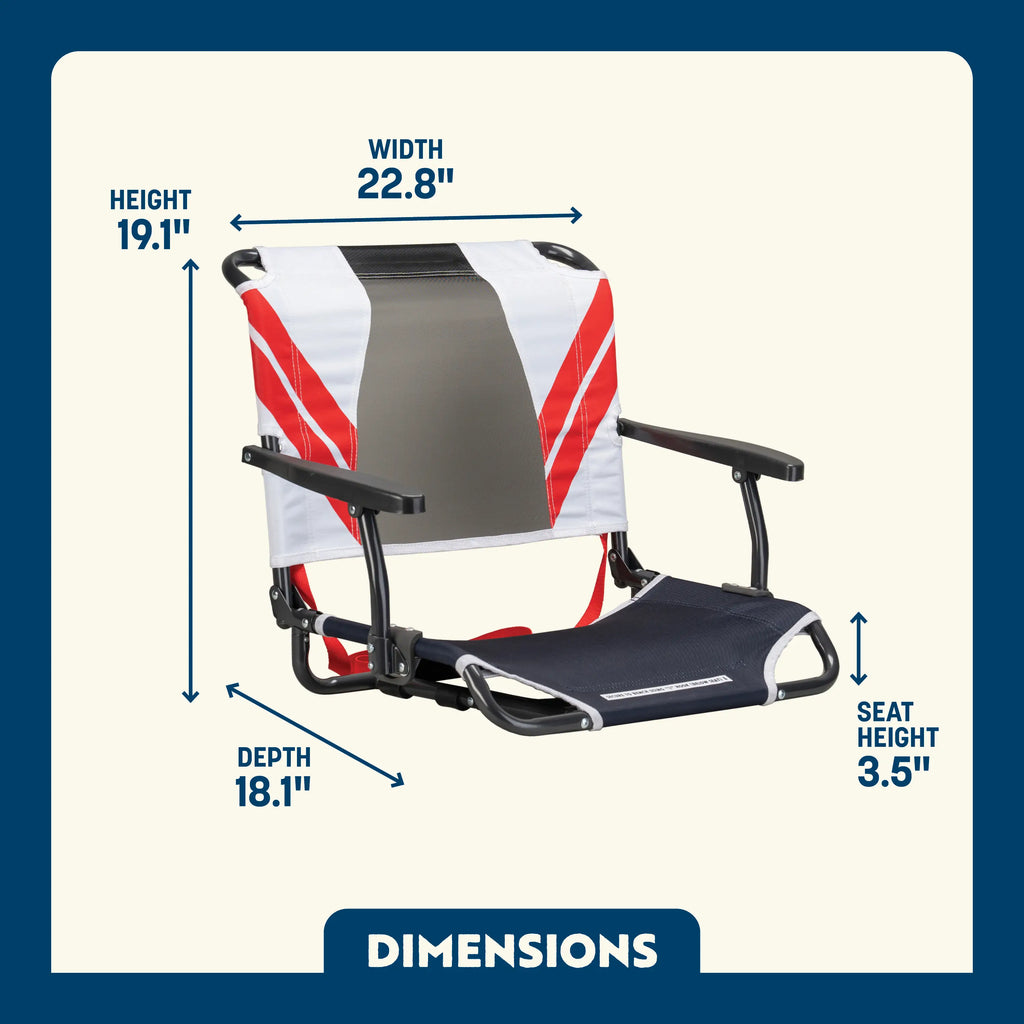 Secure-Hook Big Comfort Stadium Chair with Armrests - Choice 465 - Lightweight Folding Bleacher Chair with Cushioning Detail