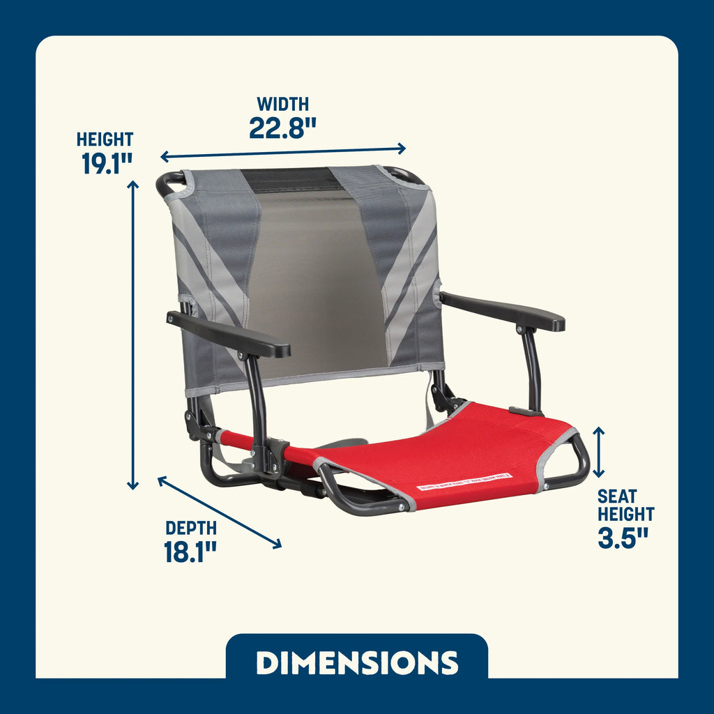 Secure-Hook Big Comfort Stadium Chair with Armrests - Choice 465 - Lightweight Folding Bleacher Chair with Cushioning Detail