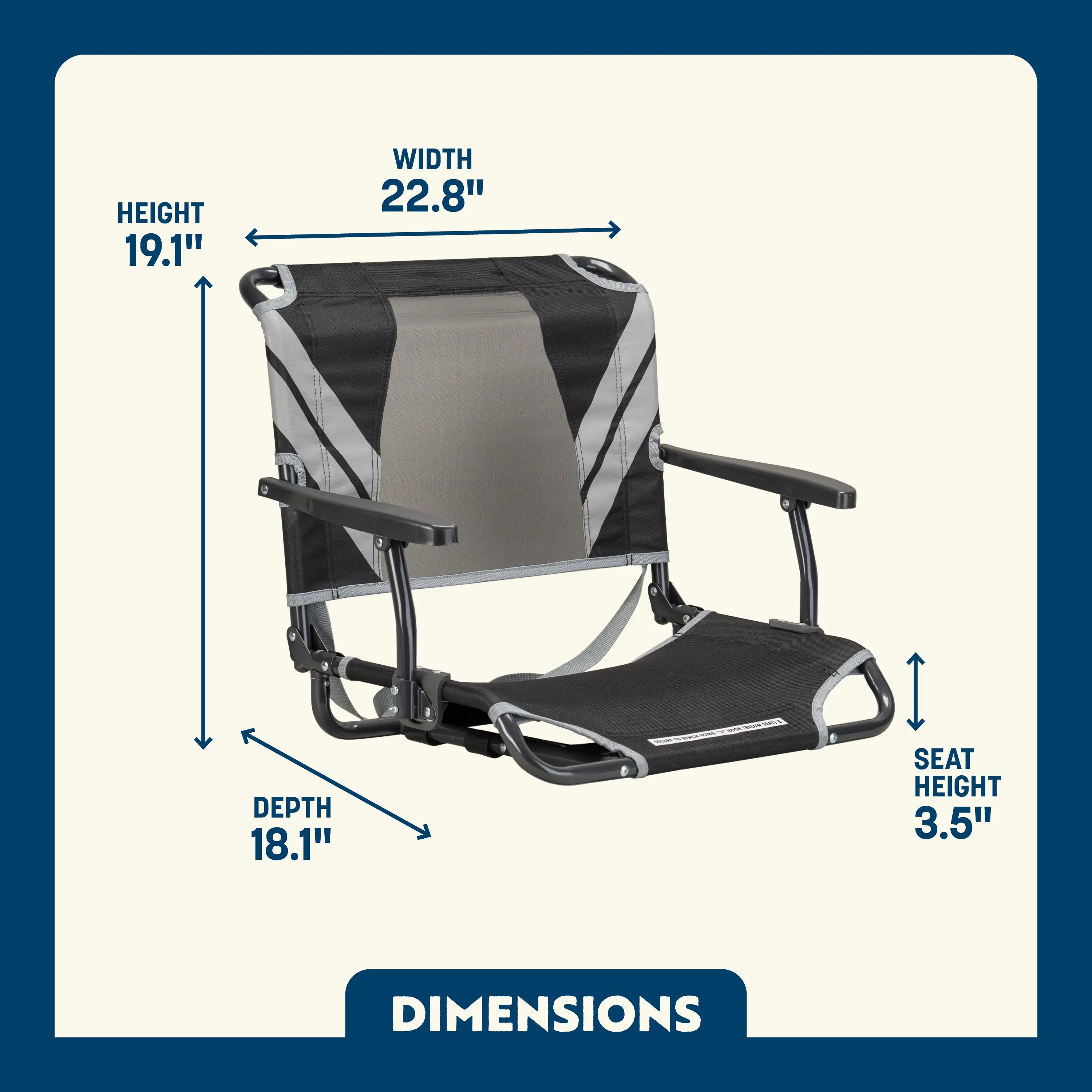 Secure-Hook Big Comfort Stadium Chair with Armrests - Choice 465 - Lightweight Folding Bleacher Chair with Cushioning Detail
