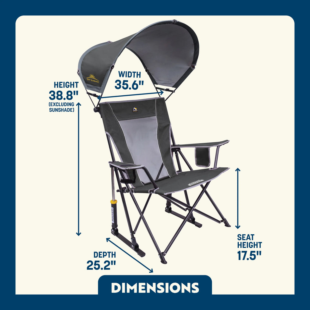 Patented Spring-Action SunShade Rocker - Choice 550 - Freestyle Rocker Portable Outdoor Folding Chair Detail