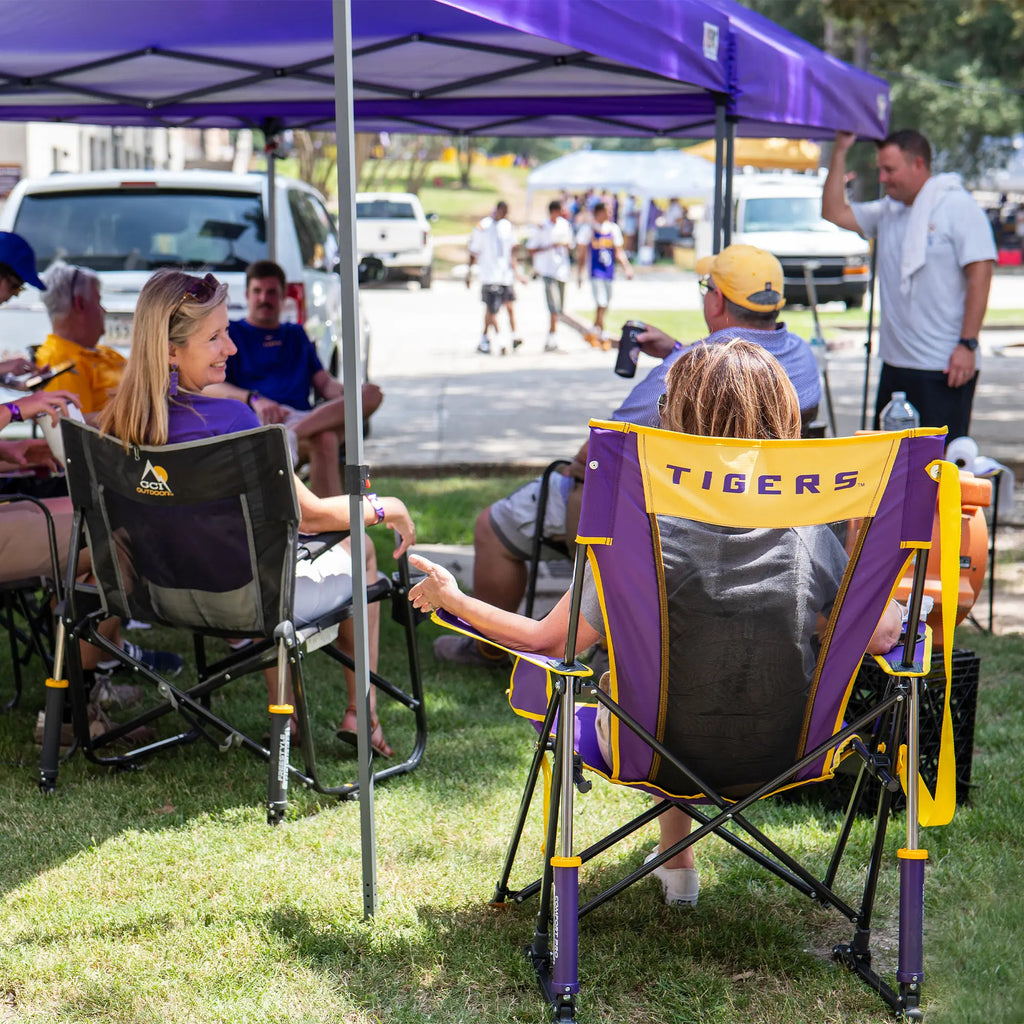 Patented Spring-Action College Comfort Pro Rocker - LSU Tigers - Choice 880 - Freestyle Rocker Portable Outdoor Folding Chair Detail